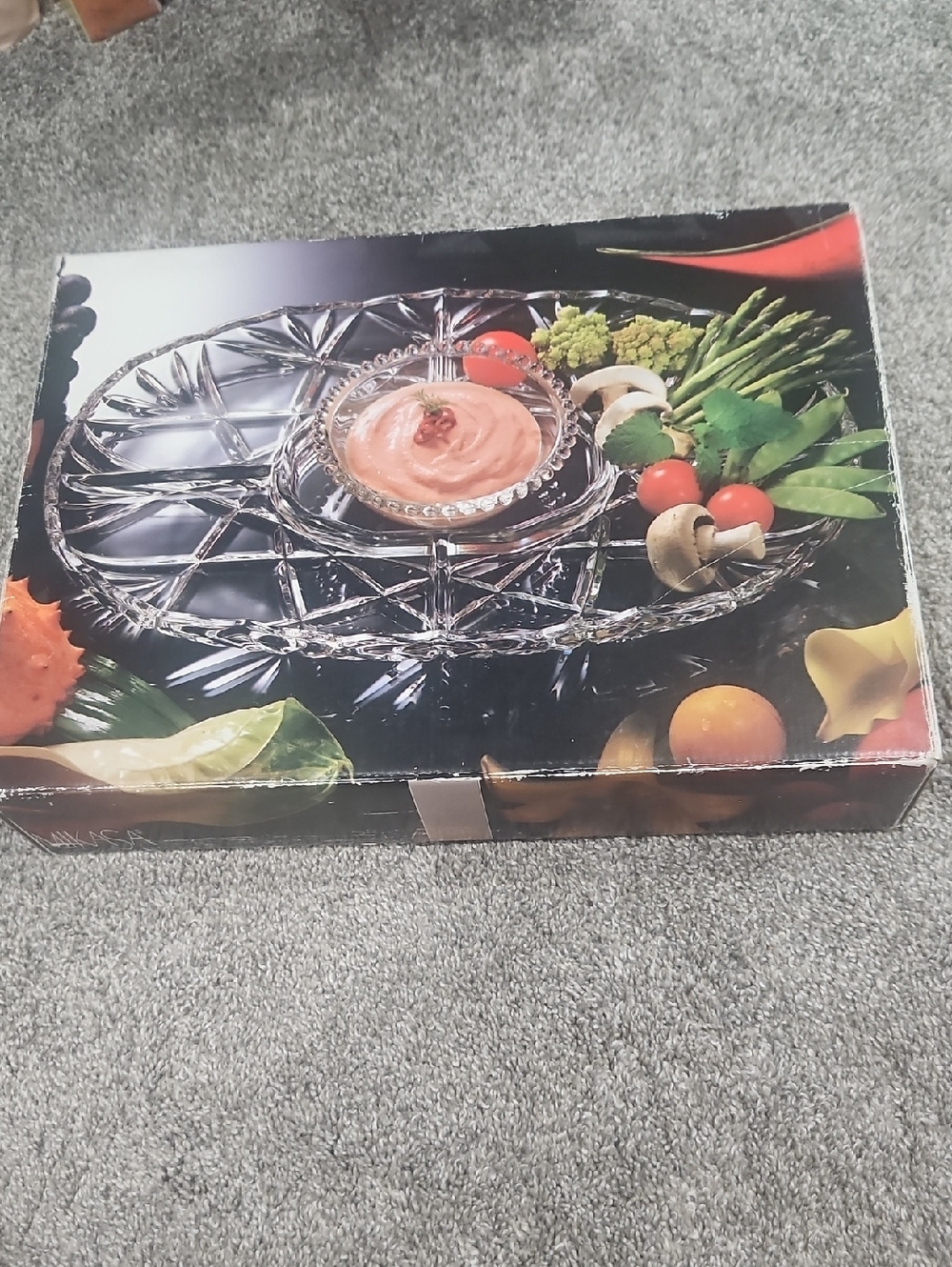 Mikasa Cut Crystal Divided Serving Tray - And Dip Bowl